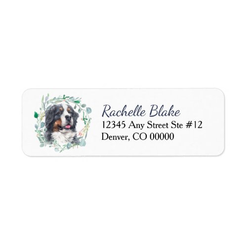 Bernese Mountain Dog Wreath Return Address Label
