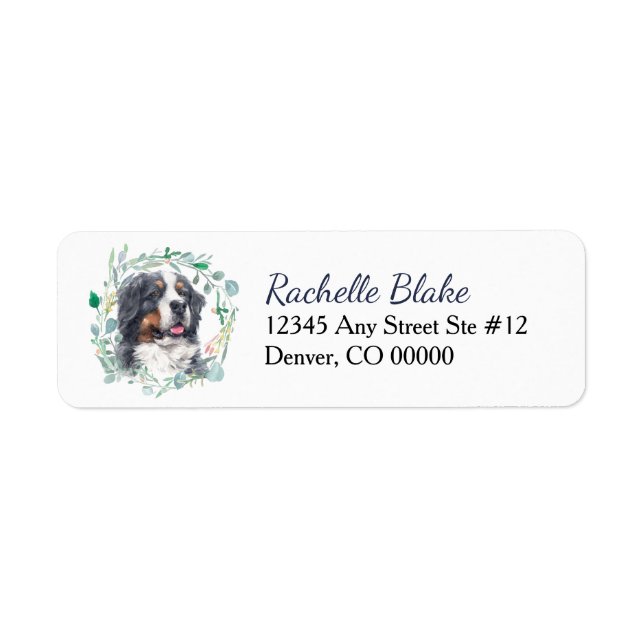 Bernese Mountain Dog Wreath Return Address Label (Front)