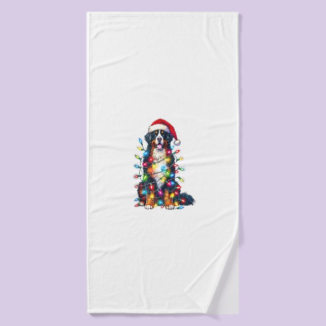 Bernese Mountain Dog x Christmas Lights  Bath Towel (Bath Towel)