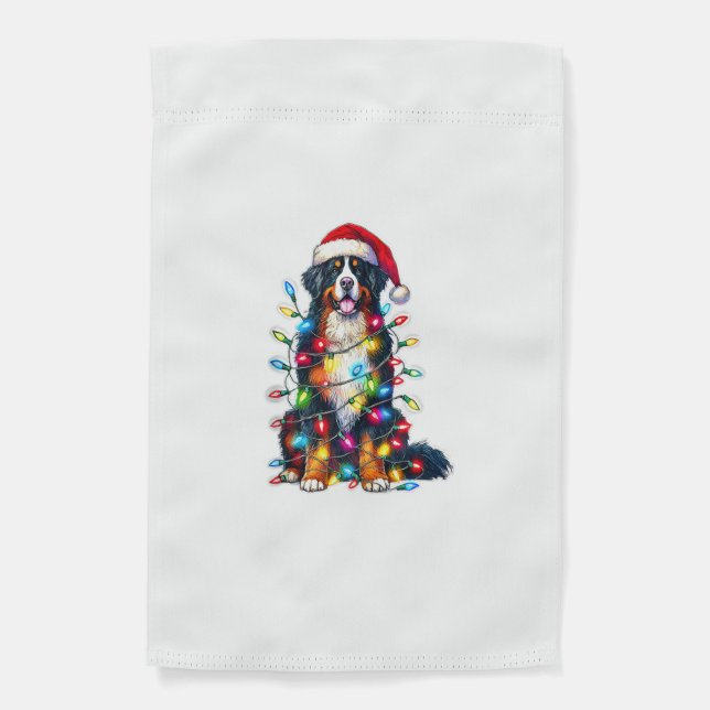 Bernese Mountain Dog x Christmas Lights  Garden Flag (Front)