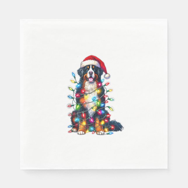 Bernese Mountain Dog x Christmas Lights  Napkins (Front)