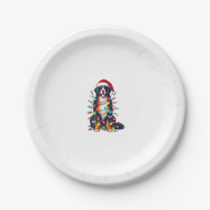 Bernese Mountain Dog x Christmas Lights Paper Plates