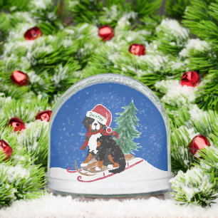 Bernese Mountain Dog Xmas Sled Snow Globe