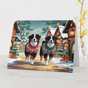 Bernese Mountain Dogs Christmas Snow Holiday Card