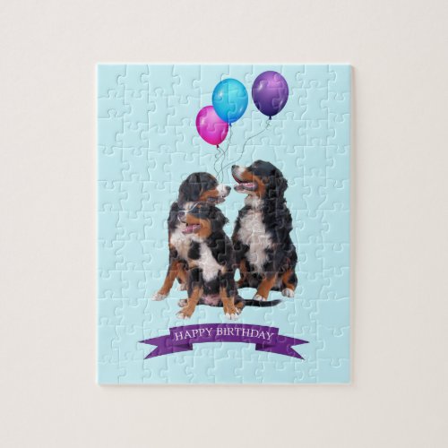 Bernese Mountain Dogs Happy Birthday Jigsaw Puzzle