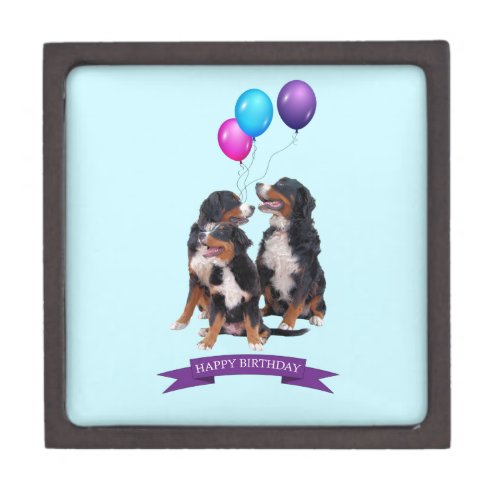 Bernese Mountain Dogs Happy Birthday Keepsake Box