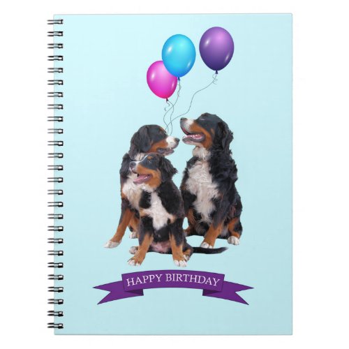 Bernese Mountain Dogs Happy Birthday Notebook