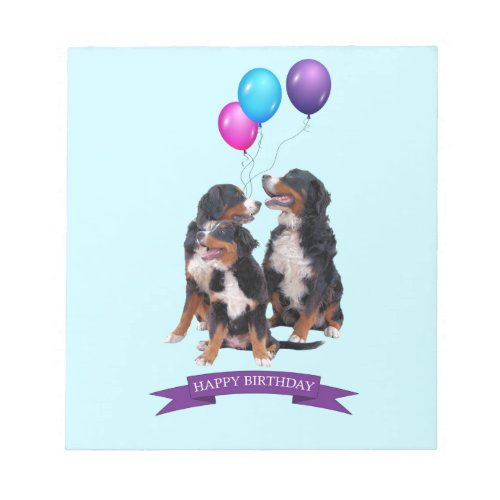 Bernese Mountain Dogs Happy Birthday Notepad