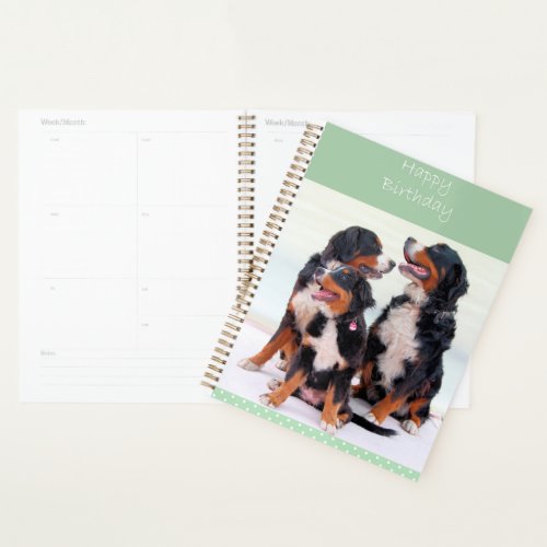 Bernese Mountain Dogs Happy Birthday Planner