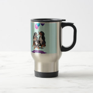 Bernese Mountain Dogs Happy Birthday Travel Mug