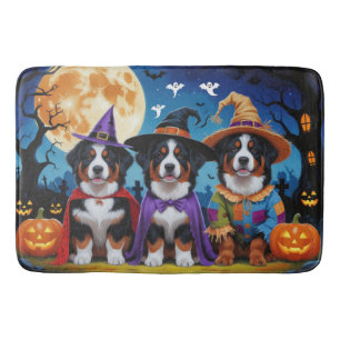 Bernese Mountain Dogs Pumpkin Halloween Funny Bath Mat
