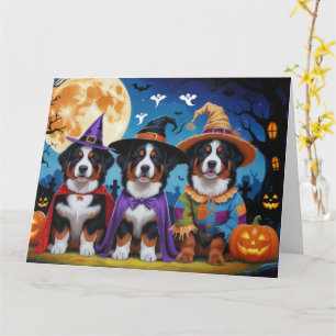 Bernese Mountain Dogs Pumpkin Halloween Funny Card