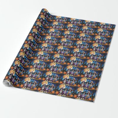 Bernese Mountain Dogs Pumpkin Halloween Funny Wrapping Paper