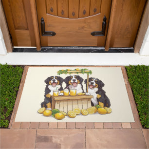 Bernese Mountain Dogs Running A Lemonade Stand Doormat