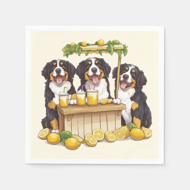 Bernese Mountain Dogs Running A Lemonade Stand Napkins (Front)