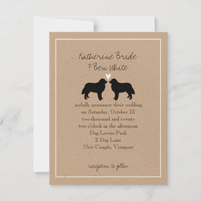 Bernese Mountain Dogs Wedding Invitation (Front)