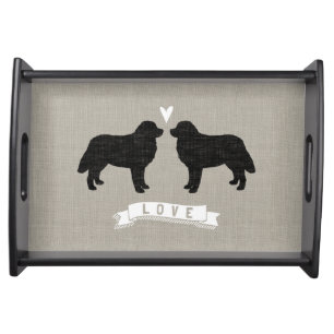Bernese Mountain Dogs with Heart and Love Serving Tray