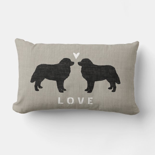 Bernese Mountain Dogs with Heart and Text Lumbar Pillow (Front)