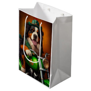 Bernese Mountain Driving Bike St. Patrick's Day Medium Gift Bag