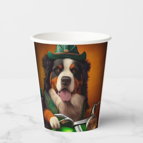 Bernese Mountain Driving Bike St Patricks Day Paper Cups