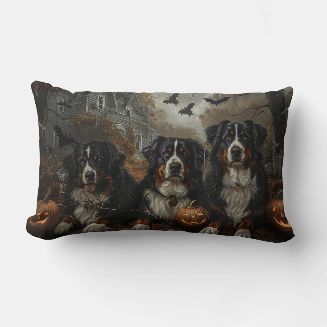 Bernese Mountain Halloween Night Doggy Delight Lumbar Pillow (Front)