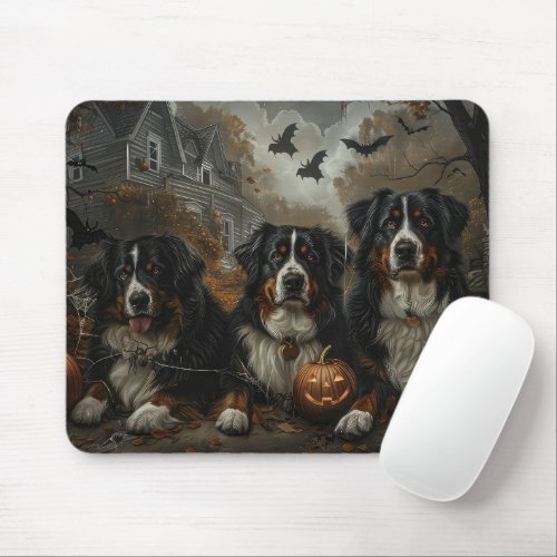 Bernese Mountain Halloween Night Doggy Delight Mouse Pad