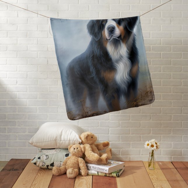 Bernese Mountain Halloween Scary Baby Blanket (In Situ)