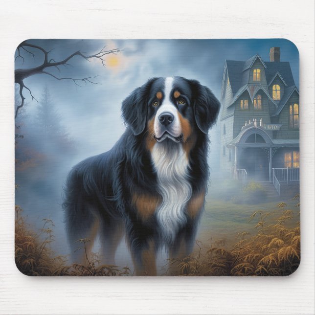 Bernese Mountain Halloween Scary Mouse Pad (Front)