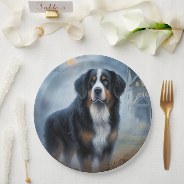 Bernese Mountain Halloween Scary Paper Plates (Wedding)