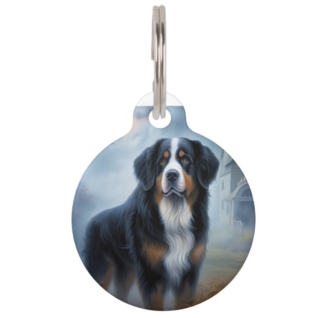 Bernese Mountain Halloween Scary Pet ID Tag (Front)