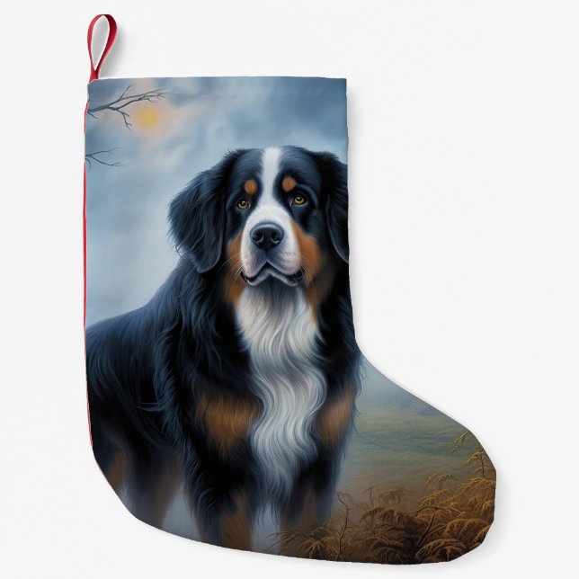 Bernese Mountain Halloween Scary Small Christmas Stocking (Front)