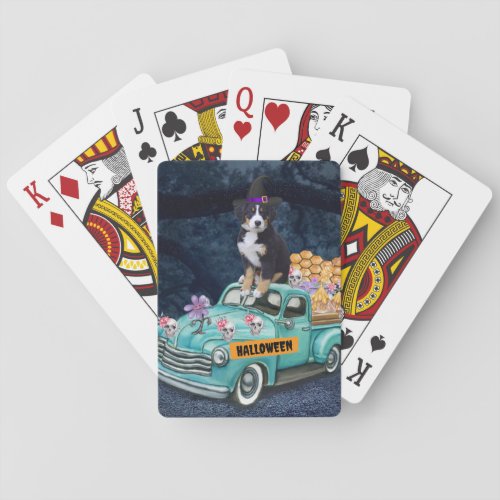 Bernese Mountain Halloween Truck Scary Night  Poker Cards