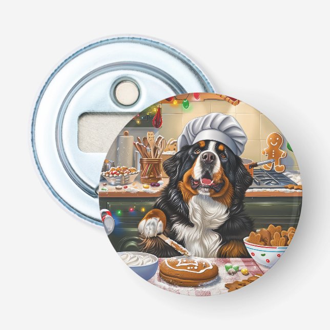 Bernese Mountain Holiday Baking: Festive Christmas Bottle Opener (Front)