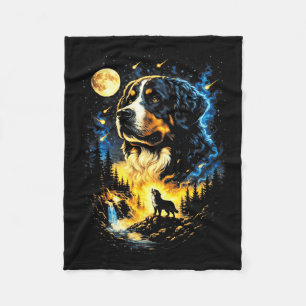 Bernese mountain howling to the moon vintage 90s fleece blanket