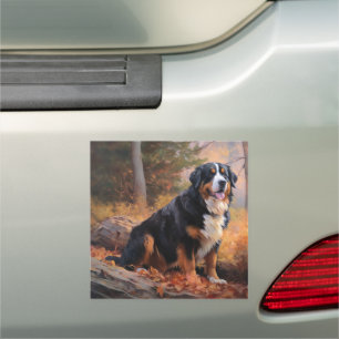 Bernese Mountain in Autumn Leaves Fall Inspire Car Magnet