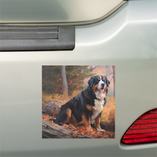 Bernese Mountain in Autumn Leaves Fall Inspire  Car Magnet (In Situ)