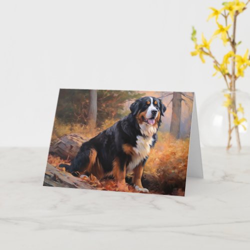 Bernese Mountain in Autumn Leaves Fall Inspire  Card