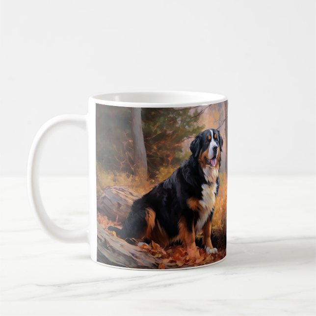 Bernese Mountain in Autumn Leaves Fall Inspire  Coffee Mug (Left)