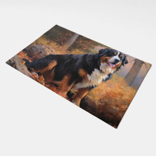 Bernese Mountain in Autumn Leaves Fall Inspire  Doormat