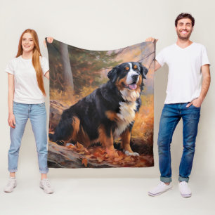 Bernese Mountain in Autumn Leaves Fall Inspire  Fleece Blanket