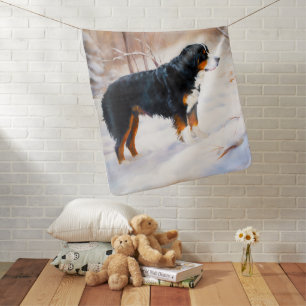 Bernese Mountain Let It Snow Christmas Baby Blanket