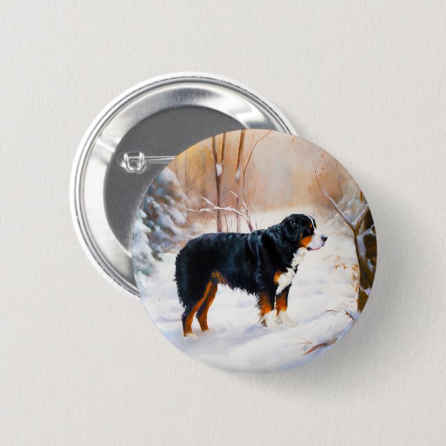 Bernese Mountain Let It Snow Christmas  Button (Front & Back)