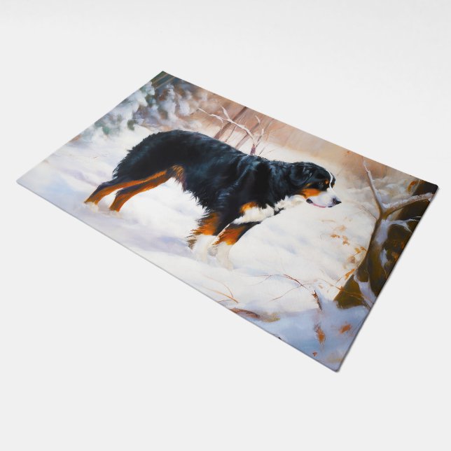 Bernese Mountain Let It Snow Christmas  Doormat (Angled)