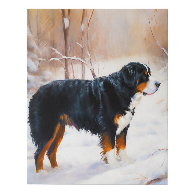 Bernese Mountain Let It Snow Christmas  Faux Canvas Print (Front)