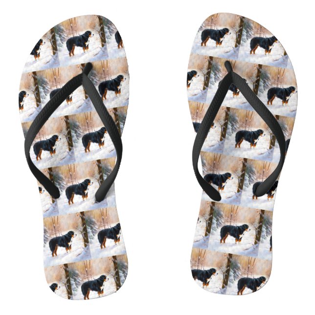 Bernese Mountain Let It Snow Christmas  Flip Flops (Footbed)