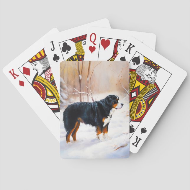 Bernese Mountain Let It Snow Christmas  Poker Cards (Back)
