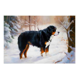 Bernese Mountain Let It Snow Christmas Poster