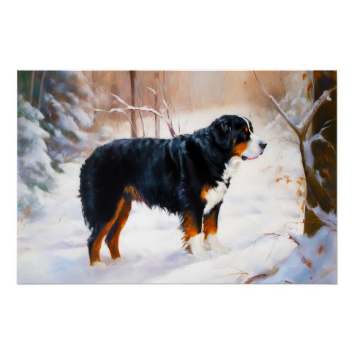Bernese Mountain Let It Snow Christmas  Poster