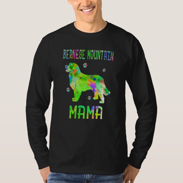 Bernese Mountain Mama Colorful Dog Mom T-Shirt (Front)