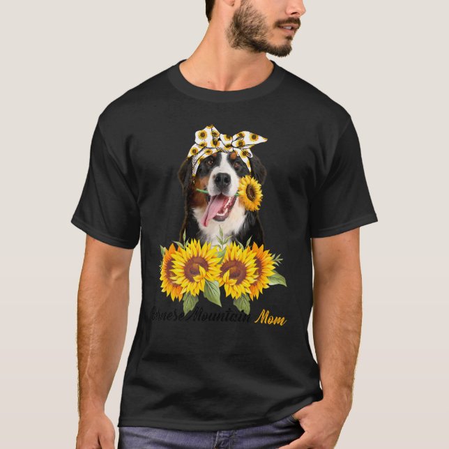 Bernese Mountain Mom Sunflower Summer Dog Mom Mama T-Shirt (Front)